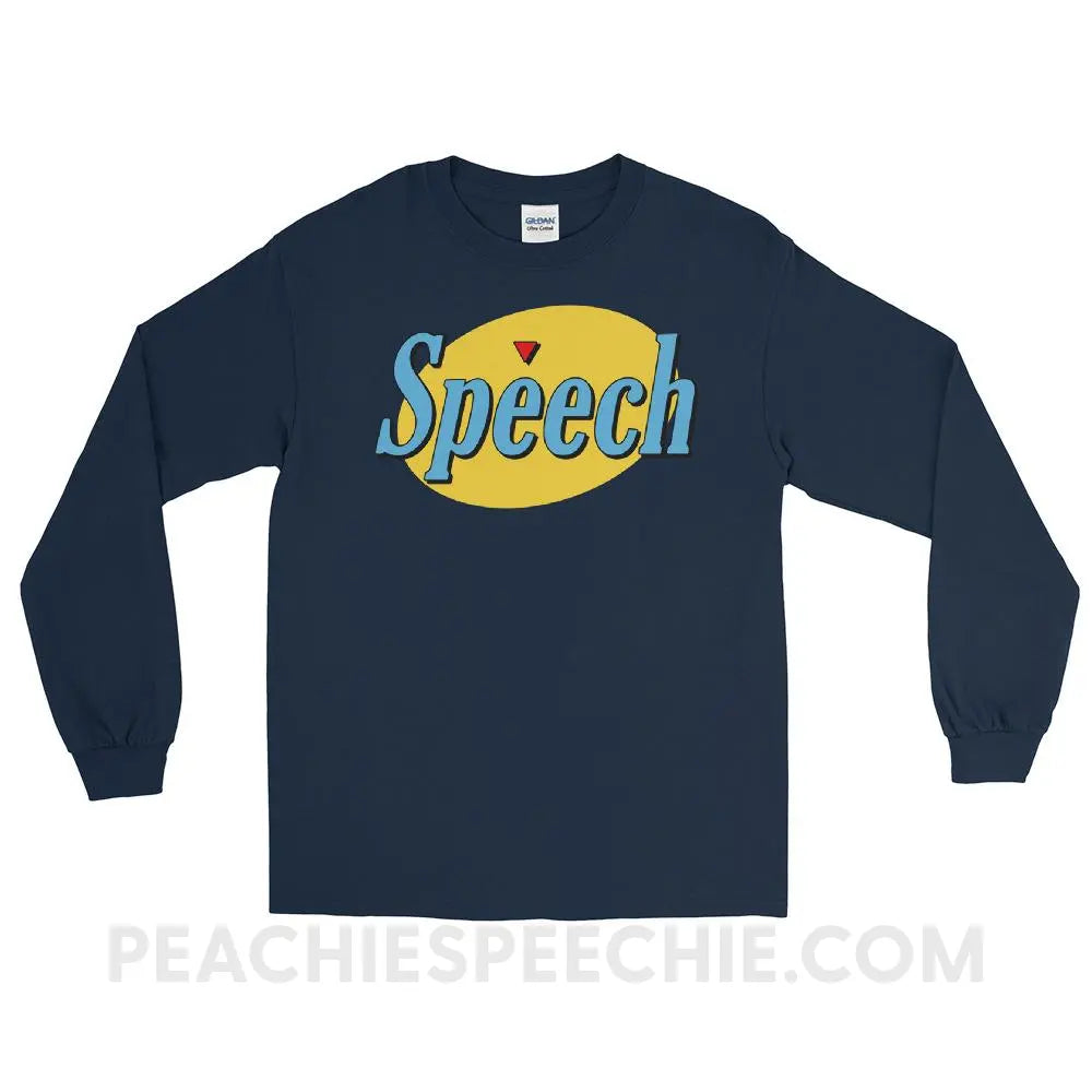 Seinfeld Speech Long Sleeve Tee - Navy / S - T-Shirts & Tops peachiespeechie.com