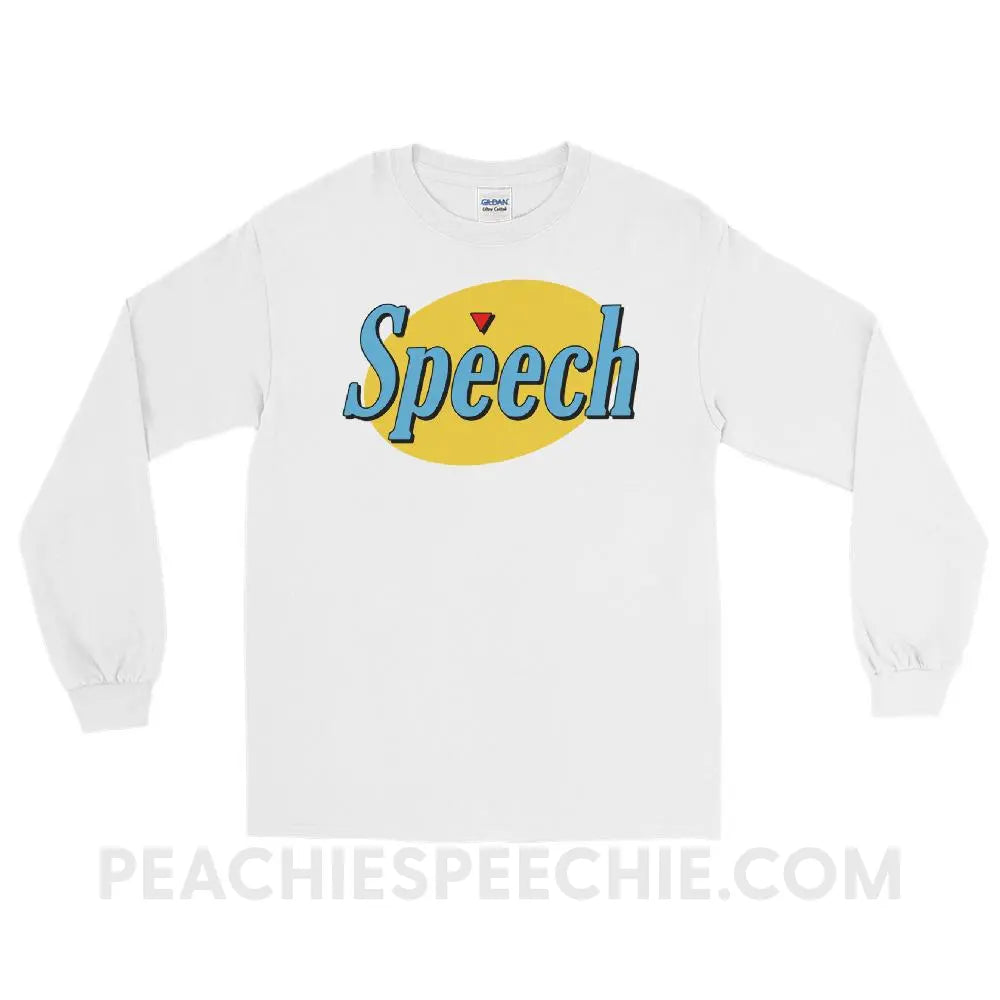 Seinfeld Speech Long Sleeve Tee - White / S - T-Shirts & Tops peachiespeechie.com