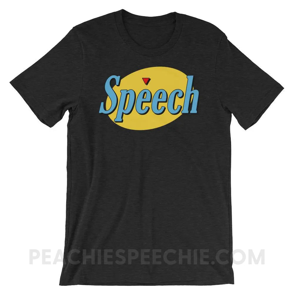 Seinfeld Speech Premium Soft Tee - Black Heather / XS - T-Shirts & Tops peachiespeechie.com