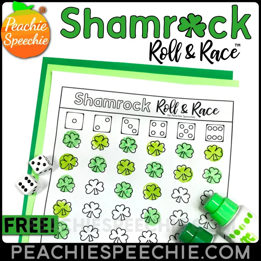 Shamrock Roll and Race - Open Ended Dice Game - Materials - peachiespeechie.com