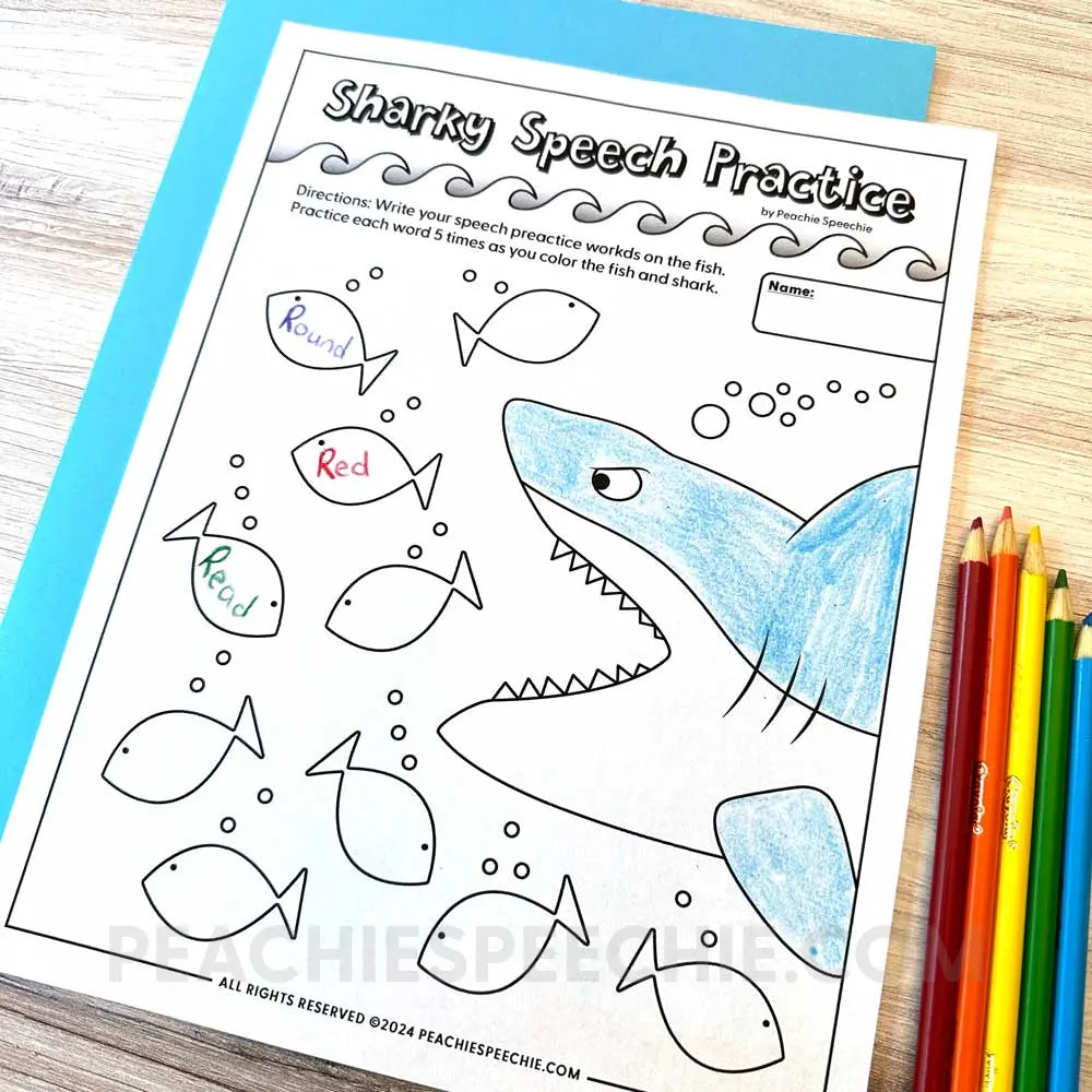 Shark Themed Speech & Language Mini-Pack - Materials peachiespeechie.com