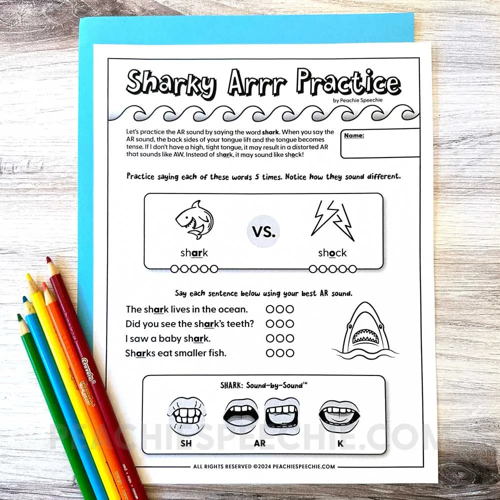 Shark Themed Speech & Language Mini-Pack - Materials peachiespeechie.com