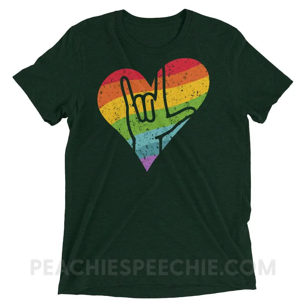 Sign Love Tri-Blend Tee - Emerald Triblend / XS - T-Shirts & Tops peachiespeechie.com