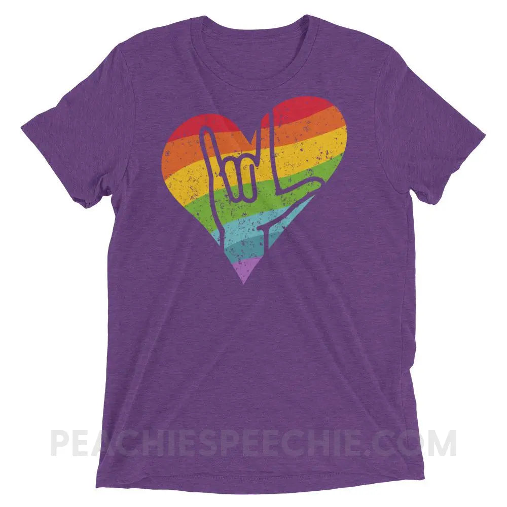 Sign Love Tri-Blend Tee - Purple Triblend / XS - T-Shirts & Tops peachiespeechie.com