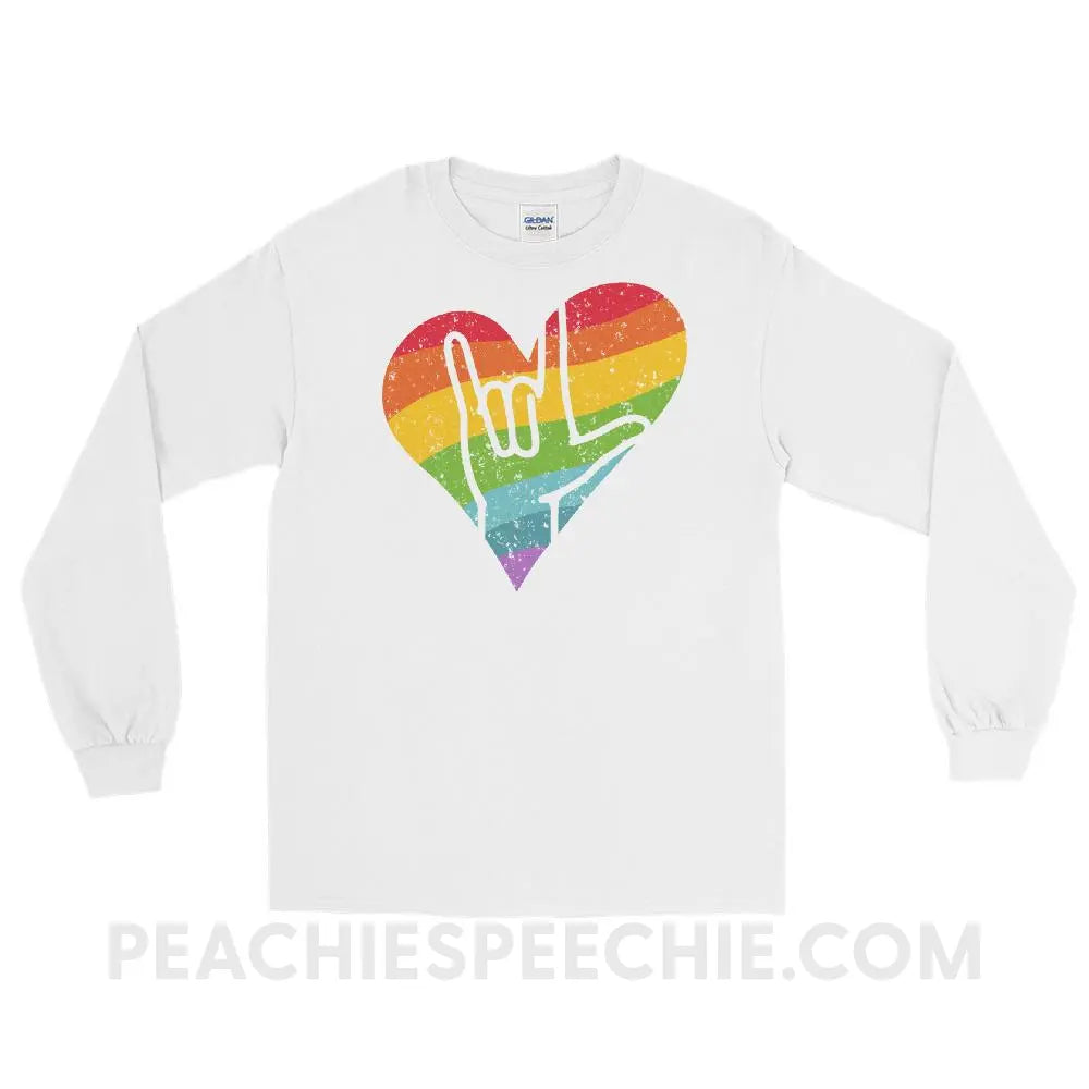 Sign Love Long Sleeve Tee - White / S T - Shirts & Tops peachiespeechie.com