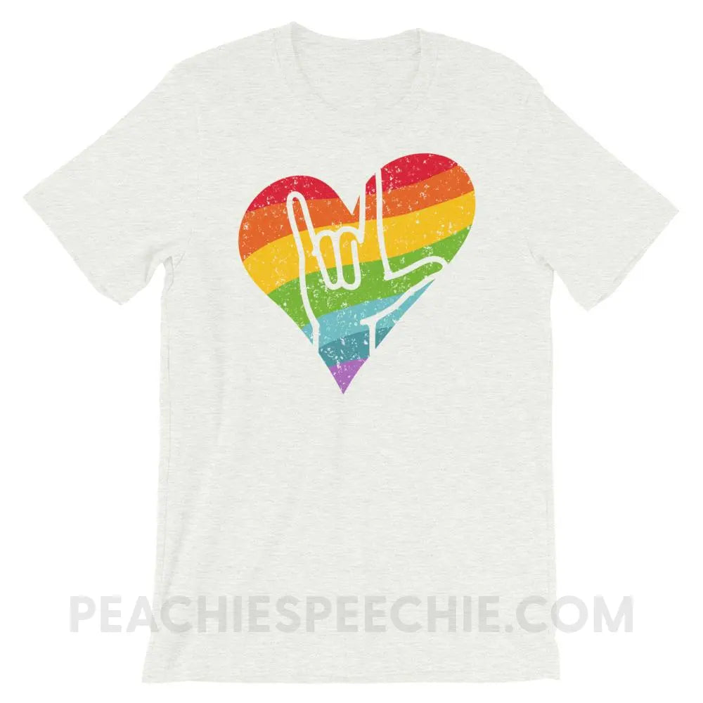 Sign Love Premium Soft Tee - Ash / S - T-Shirts & Tops peachiespeechie.com