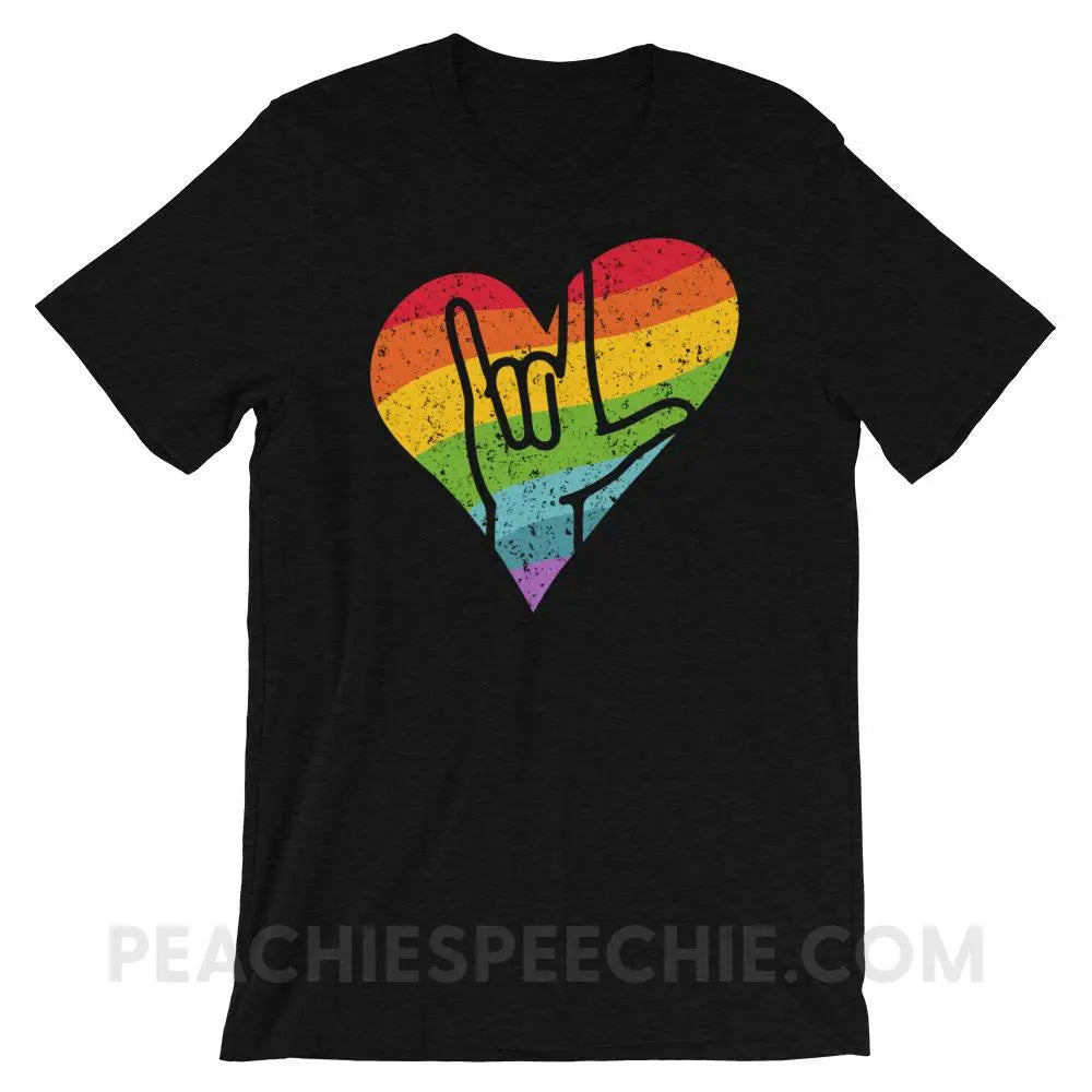 Sign Love Premium Soft Tee - Black Heather / XS - T-Shirts & Tops peachiespeechie.com