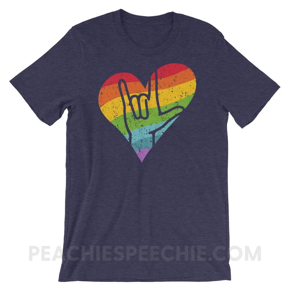Sign Love Premium Soft Tee - Heather Midnight Navy / XS - T-Shirts & Tops peachiespeechie.com