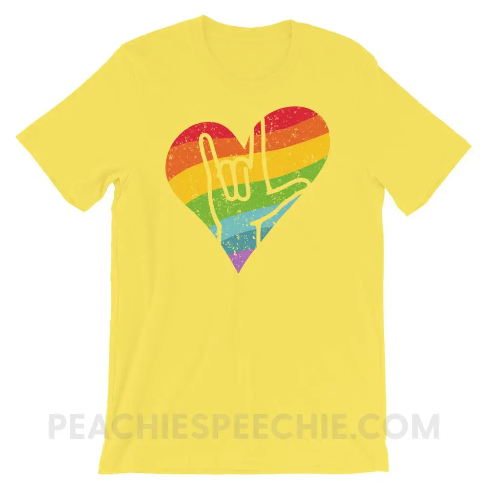 Sign Love Premium Soft Tee - Yellow / S - T-Shirts & Tops peachiespeechie.com