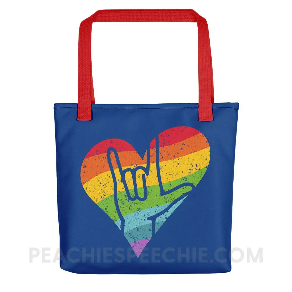 Sign Love Tote Bag - Red - Bags peachiespeechie.com