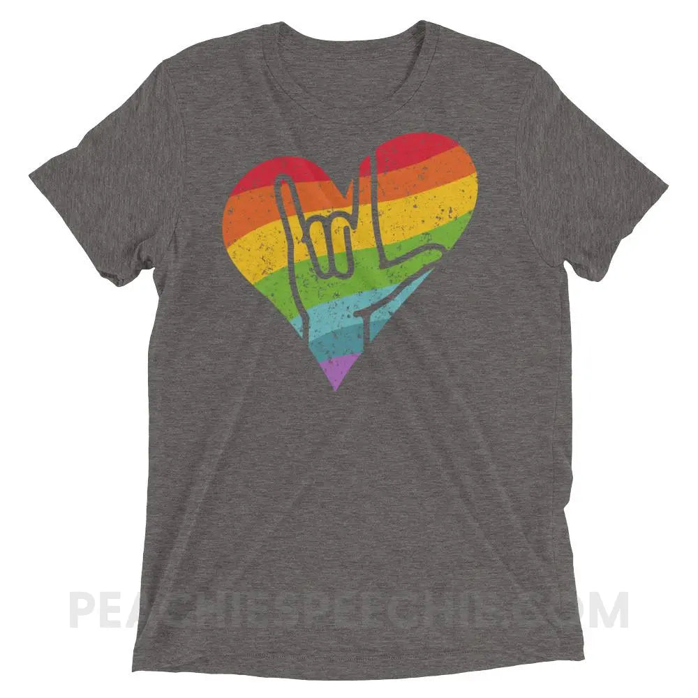 Sign Love Tri-Blend Tee - Grey Triblend / XS - T-Shirts & Tops peachiespeechie.com