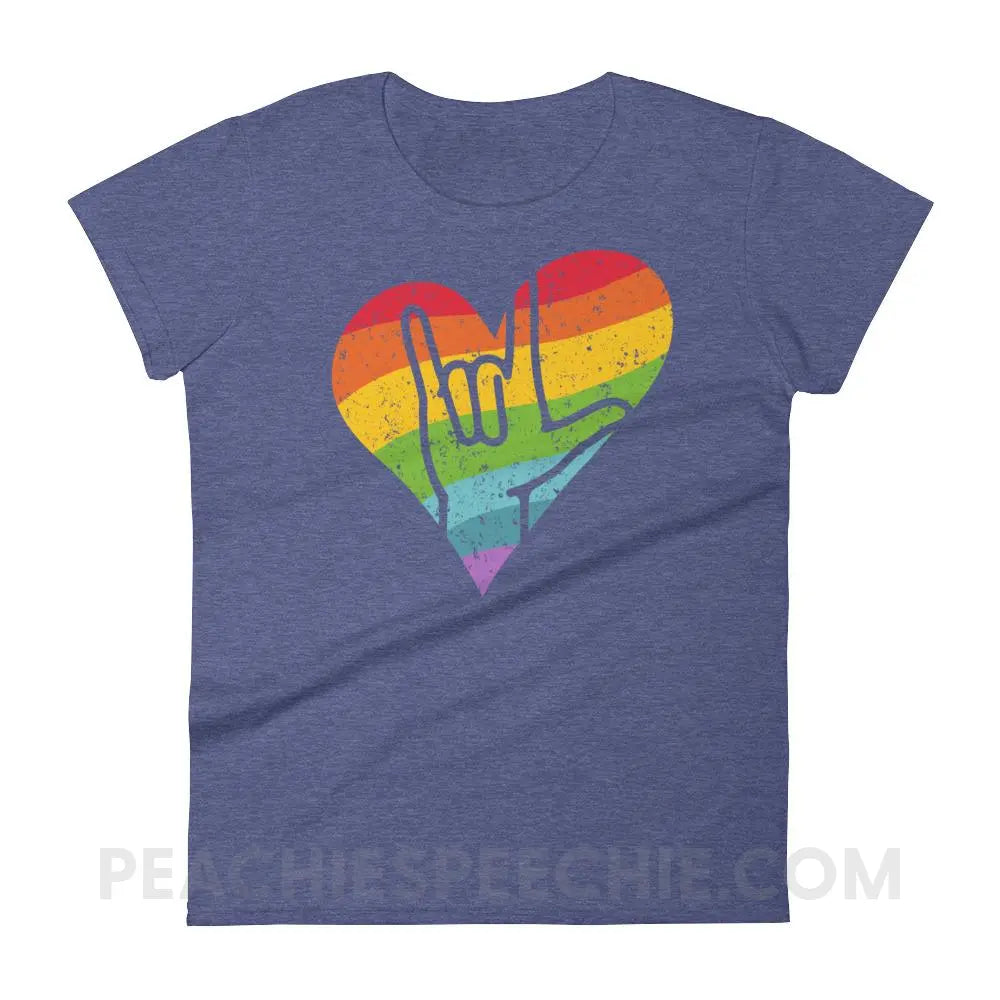 Sign Love Women’s Trendy Tee - Heather Blue / S T-Shirts & Tops peachiespeechie.com