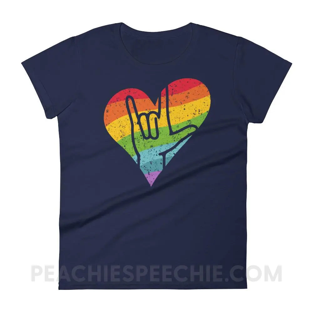Sign Love Women’s Trendy Tee - Navy / S T-Shirts & Tops peachiespeechie.com