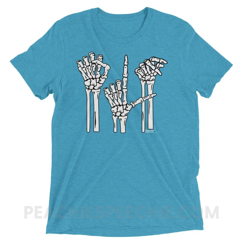 Skeleton SLP Tri-Blend Tee - Aqua Triblend / XS - T-Shirts & Tops peachiespeechie.com