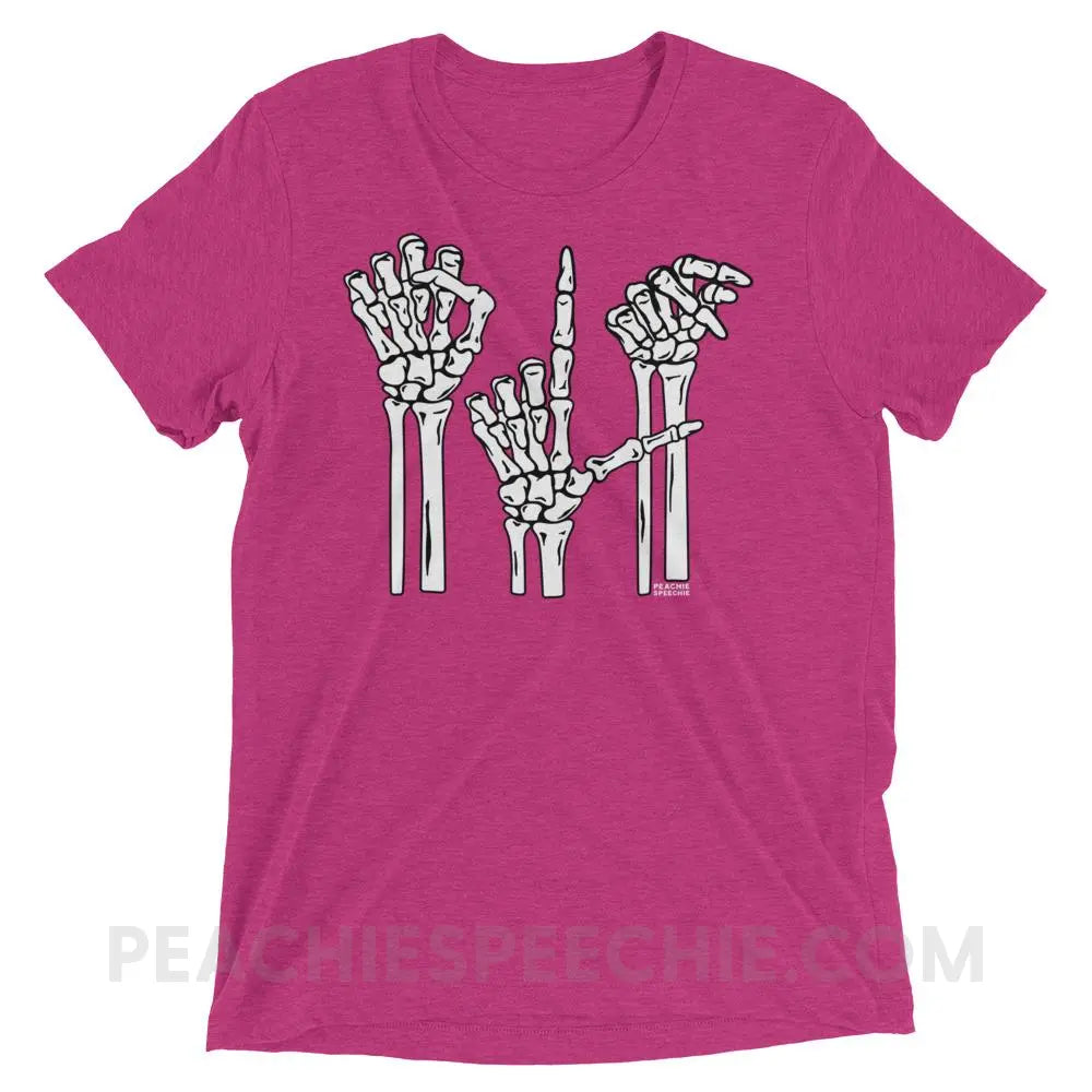 Skeleton SLP Tri-Blend Tee - Berry Triblend / XS - T-Shirts & Tops peachiespeechie.com