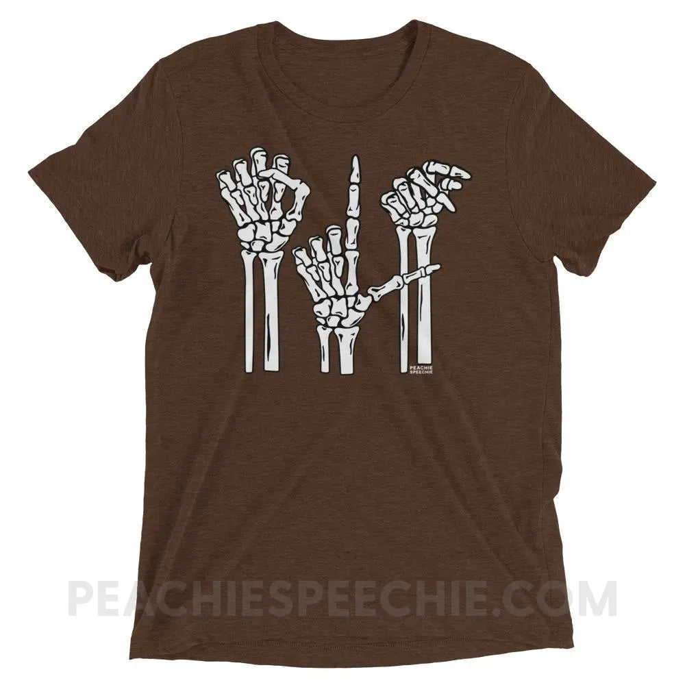 Skeleton SLP Tri-Blend Tee - Brown Triblend / XS - T-Shirts & Tops peachiespeechie.com