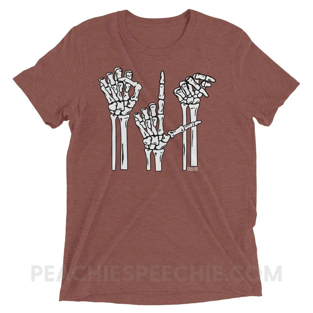 Skeleton SLP Tri-Blend Tee - Mauve Triblend / XS - T-Shirts & Tops peachiespeechie.com
