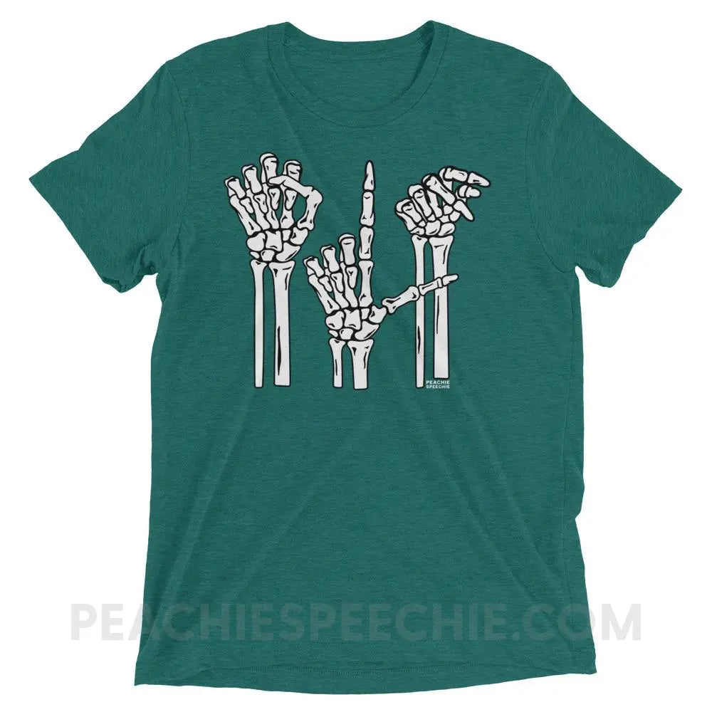 Skeleton SLP Tri-Blend Tee - Teal Triblend / XS - T-Shirts & Tops peachiespeechie.com