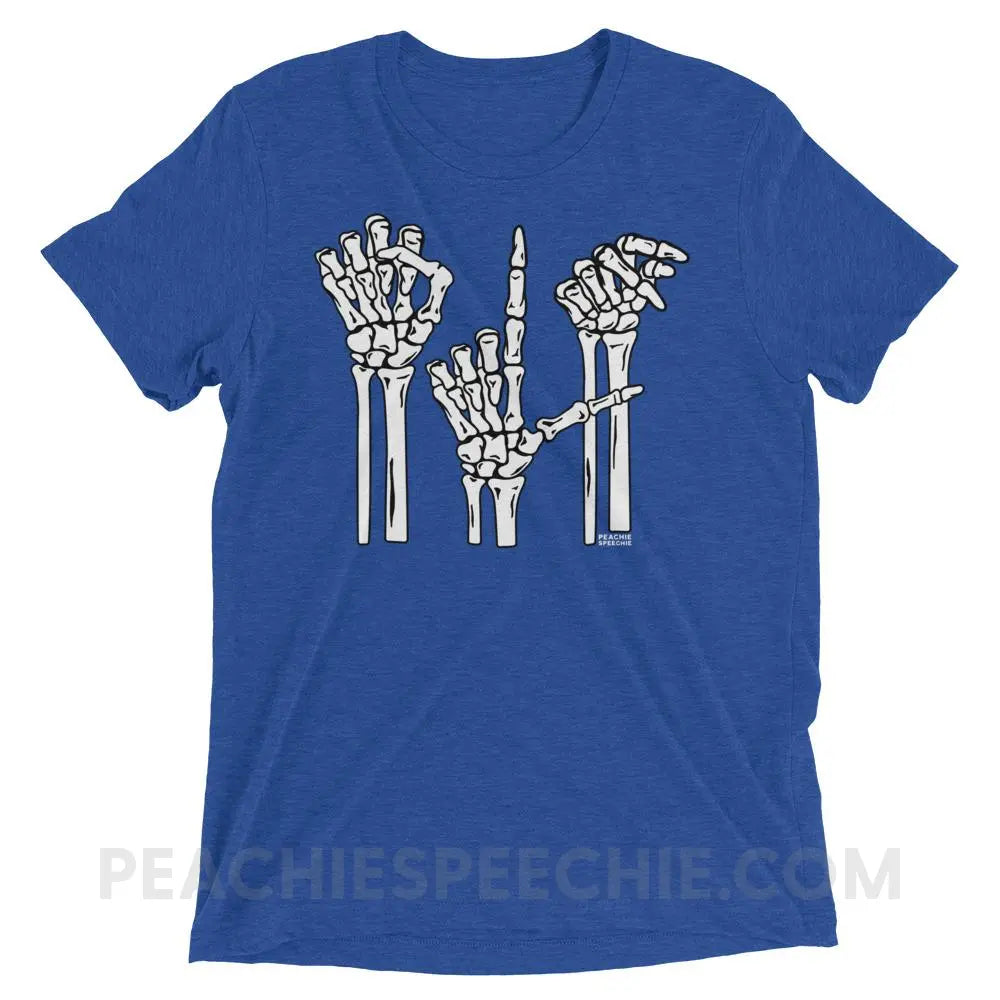 Skeleton SLP Tri-Blend Tee - True Royal Triblend / XS - T-Shirts & Tops peachiespeechie.com