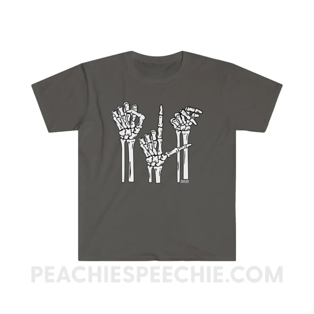 Skeleton SLP Classic Tee - Charcoal / S - T-Shirts & Tops peachiespeechie.com
