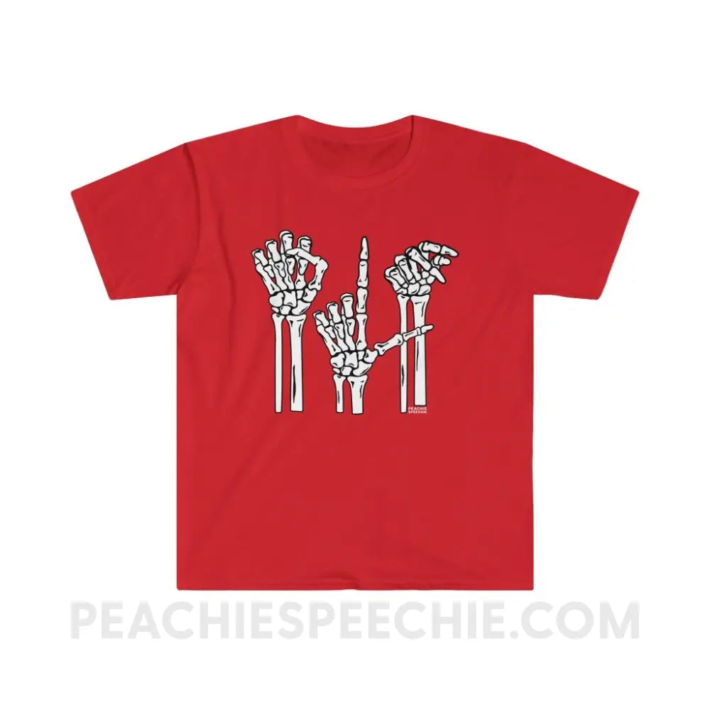 Skeleton SLP Classic Tee - Red / S - T-Shirts & Tops peachiespeechie.com