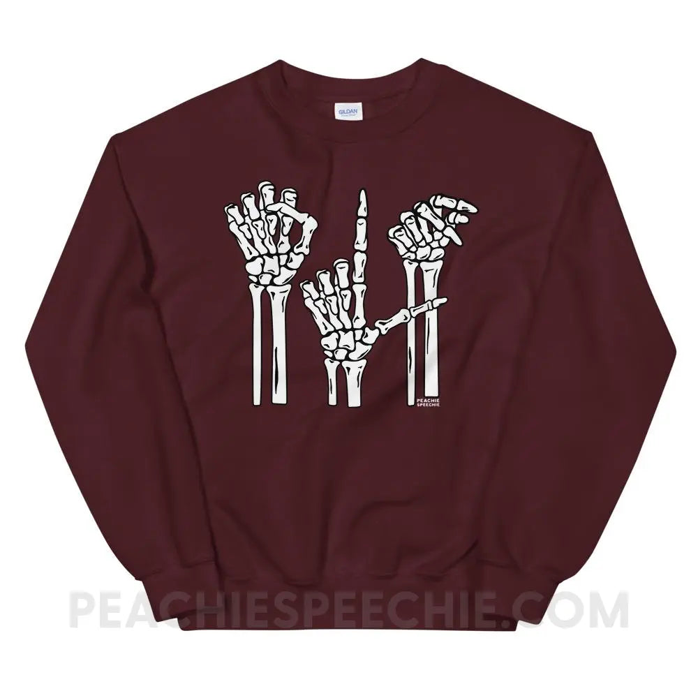 Skeleton SLP Classic Sweatshirt - Maroon / S - Hoodies & Sweatshirts peachiespeechie.com