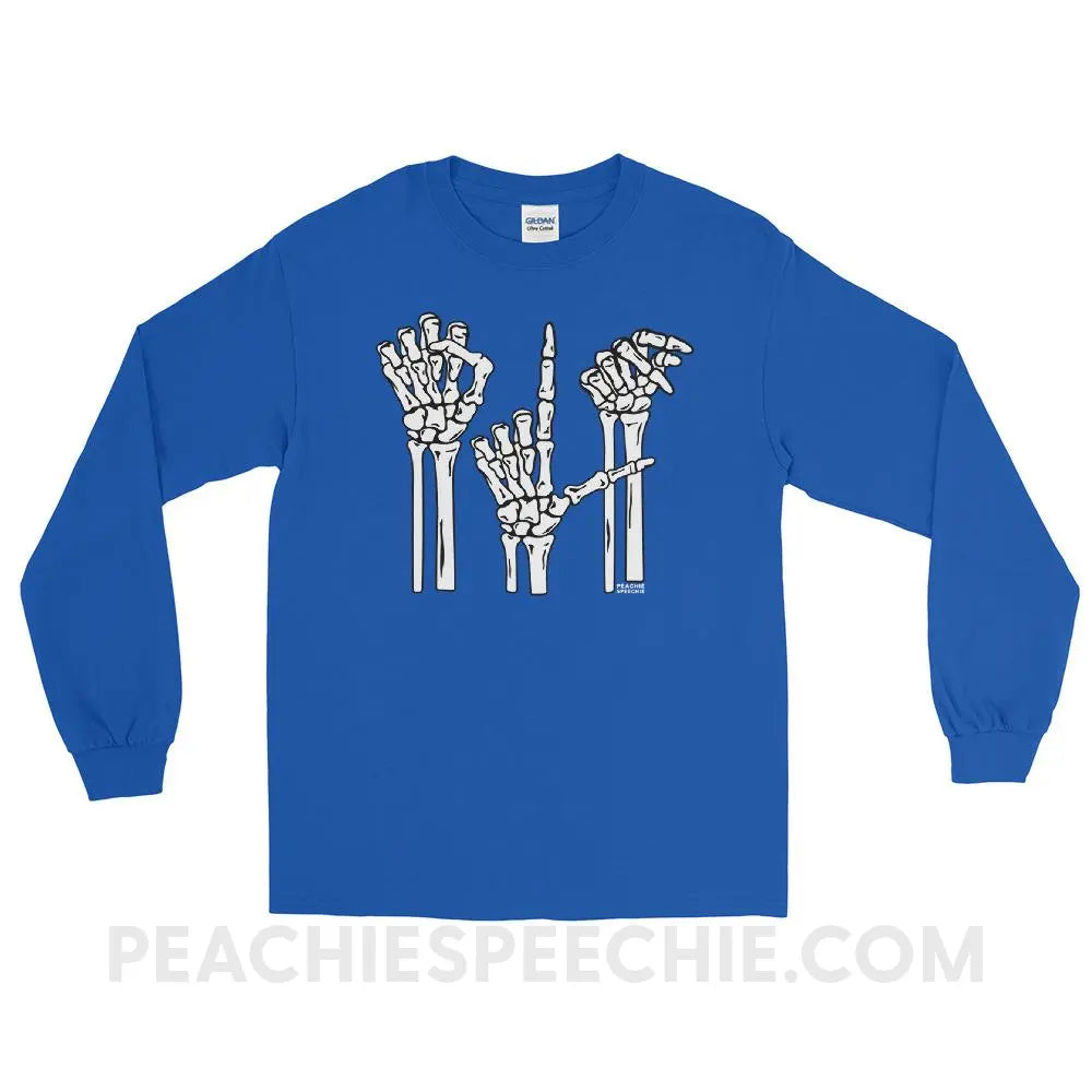 Skeleton SLP Long Sleeve Tee - Royal / S - T-Shirts & Tops peachiespeechie.com