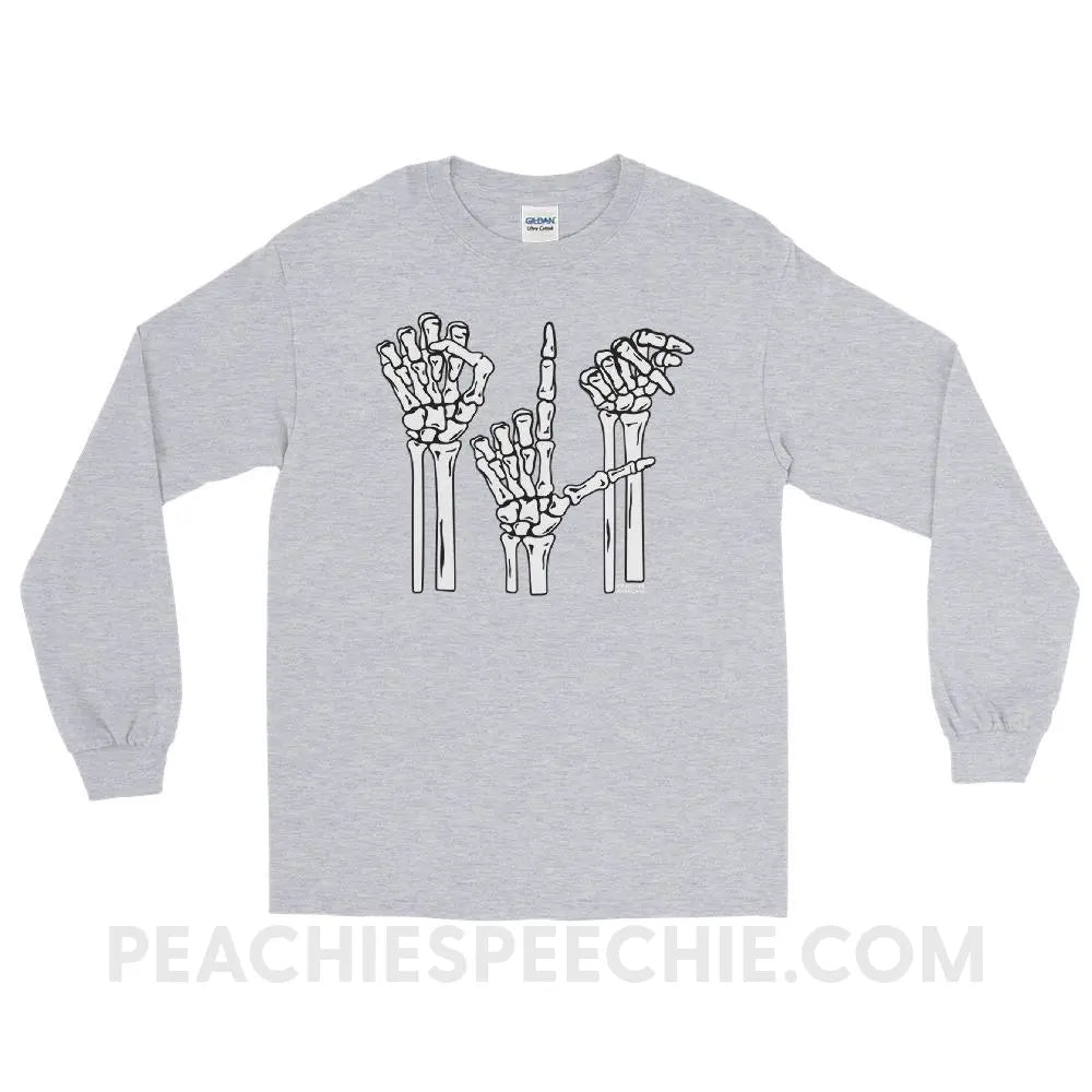 Skeleton SLP Long Sleeve Tee - Sport Grey / S - T-Shirts & Tops peachiespeechie.com