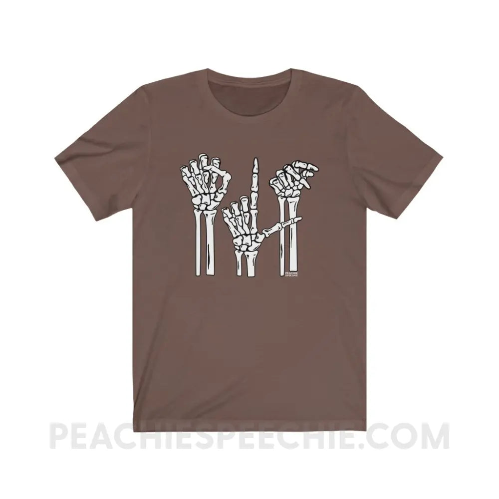 Skeleton SLP Premium Soft Tee - Brown / S - T-Shirts & Tops peachiespeechie.com
