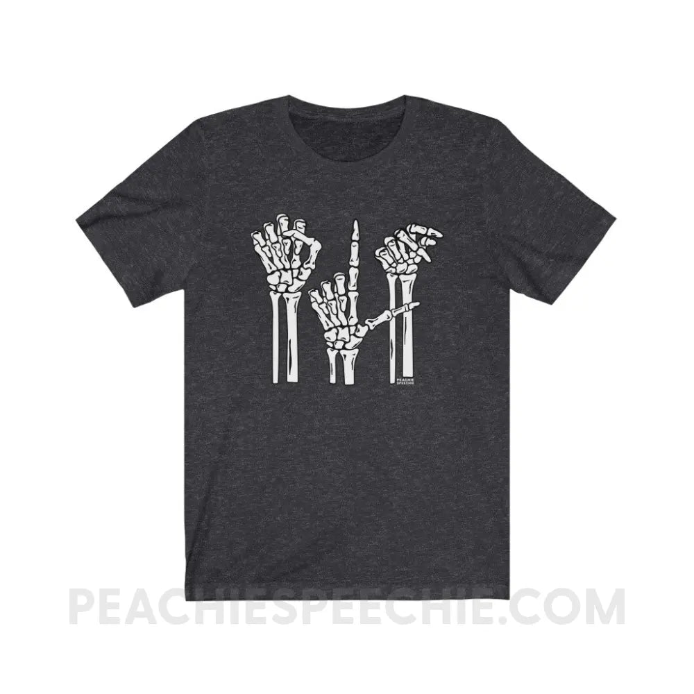 Skeleton SLP Premium Soft Tee - Dark Grey Heather / S - T-Shirts & Tops peachiespeechie.com