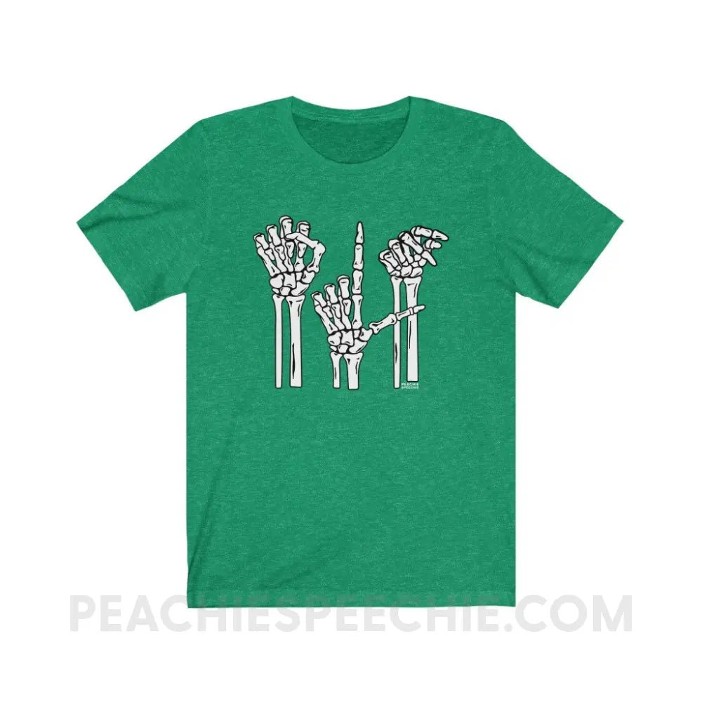 Skeleton SLP Premium Soft Tee - Heather Kelly / S - T-Shirts & Tops peachiespeechie.com