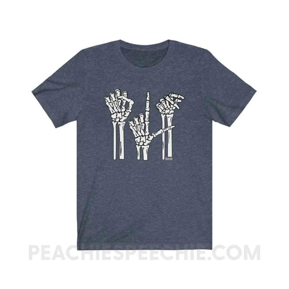 Skeleton SLP Premium Soft Tee - Heather Navy / S - T-Shirts & Tops peachiespeechie.com