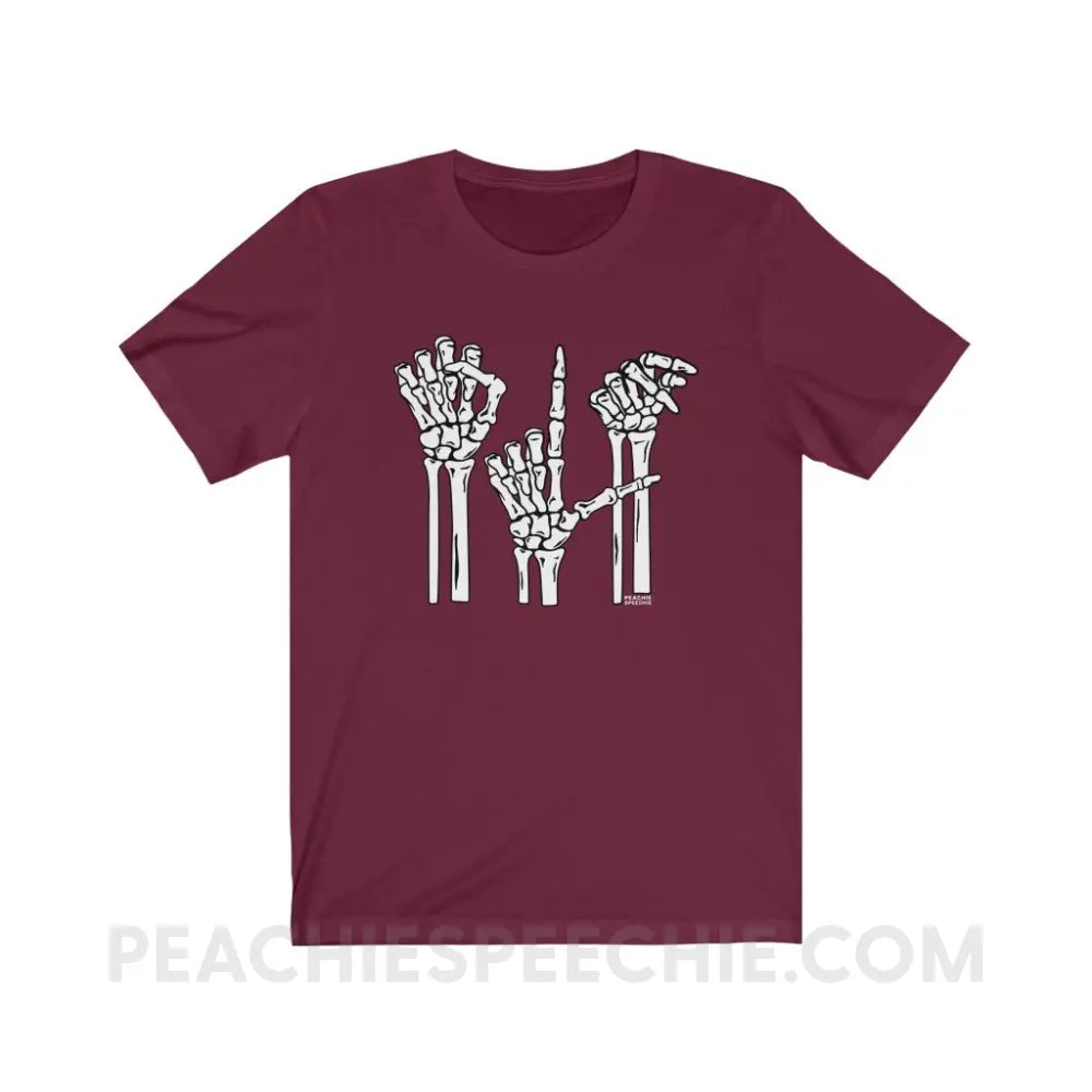 Skeleton SLP Premium Soft Tee - Maroon / S - T-Shirts & Tops peachiespeechie.com
