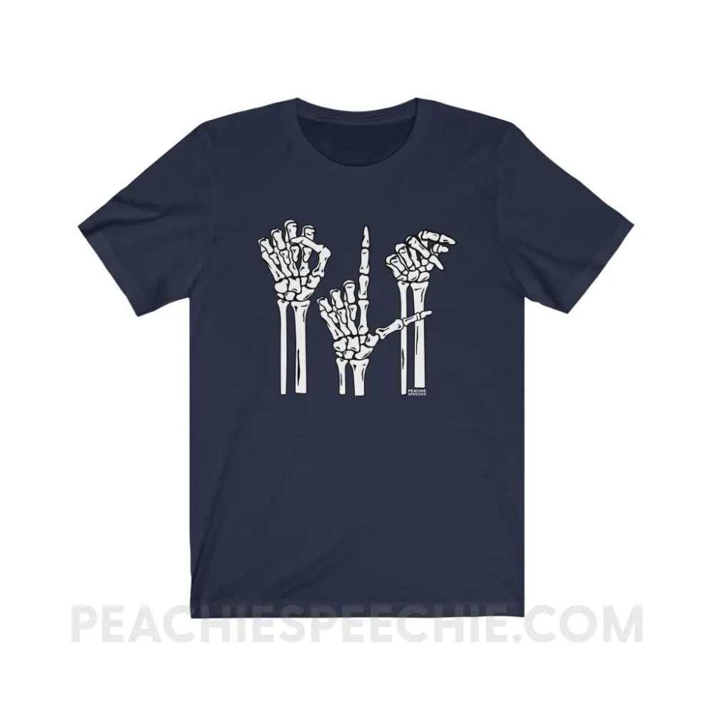 Skeleton SLP Premium Soft Tee - Navy / S - T-Shirts & Tops peachiespeechie.com