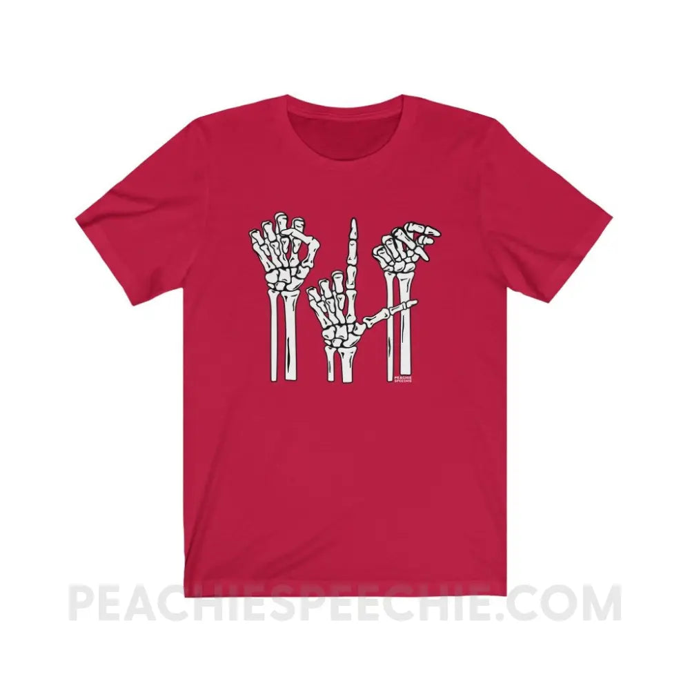 Skeleton SLP Premium Soft Tee - Red / S - T-Shirts & Tops peachiespeechie.com
