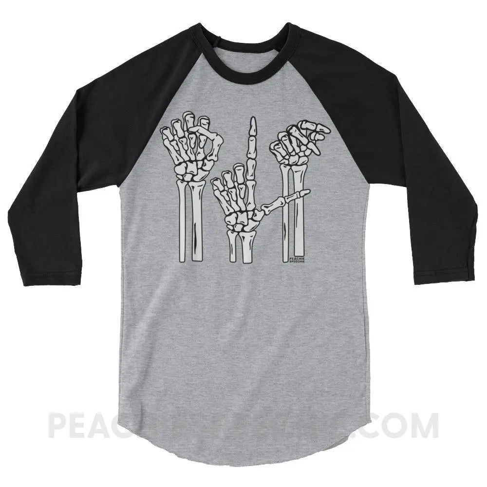 Skeleton SLP Baseball Tee - Heather Grey/Black / XS T-Shirts & Tops peachiespeechie.com