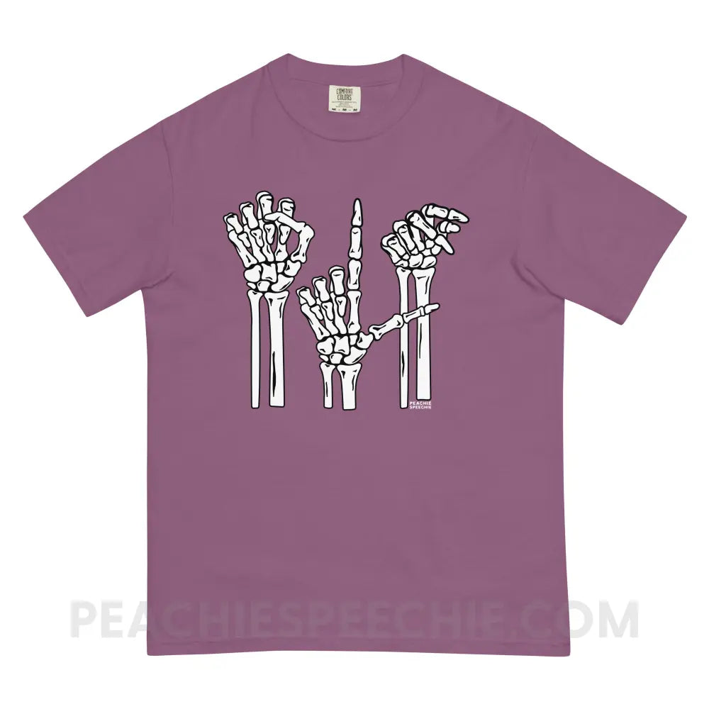 Skeleton SLP Comfort Colors Tee - Berry / S - peachiespeechie.com