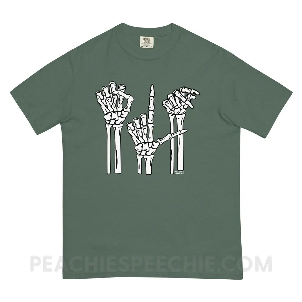 Skeleton SLP Comfort Colors Tee - Blue Spruce / S - peachiespeechie.com