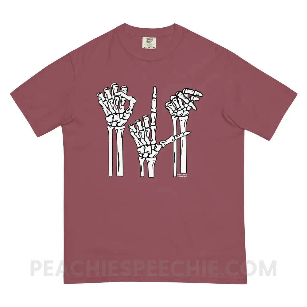 Skeleton SLP Comfort Colors Tee - Brick / S - peachiespeechie.com