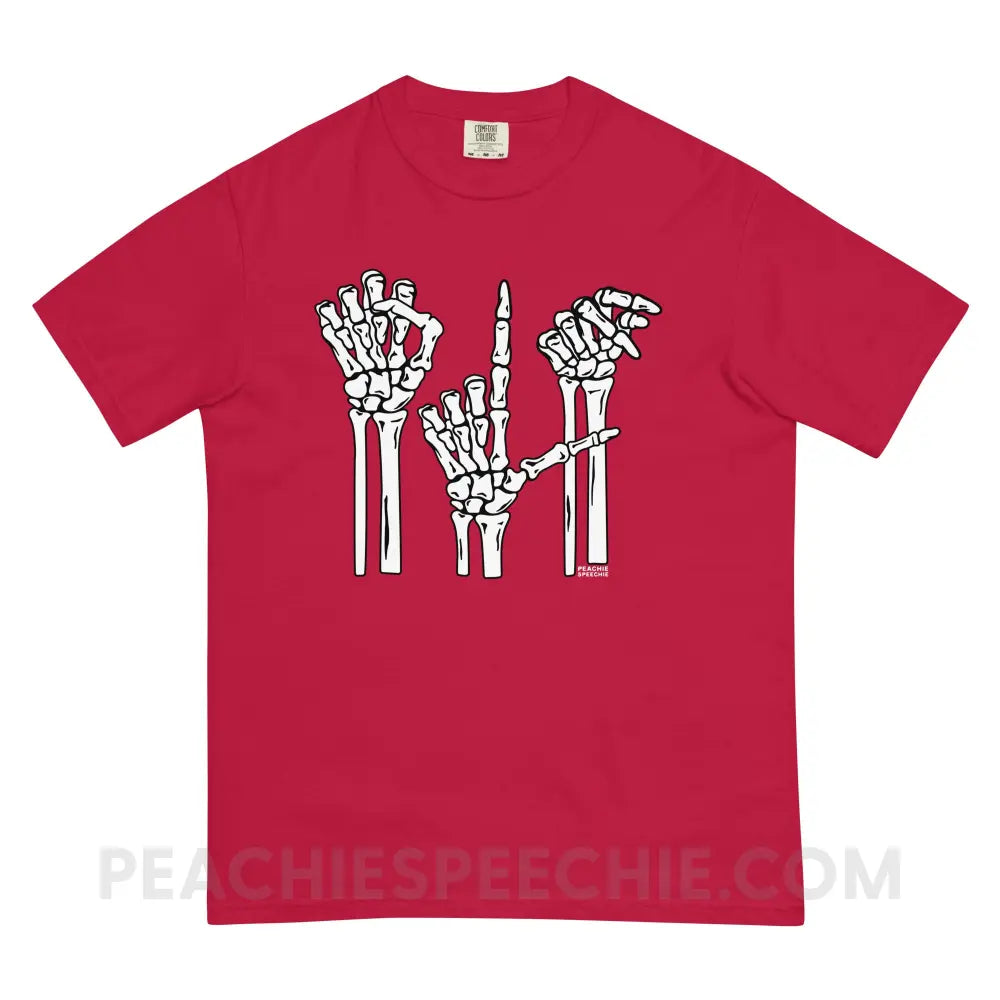 Skeleton SLP Comfort Colors Tee - Red / S - peachiespeechie.com