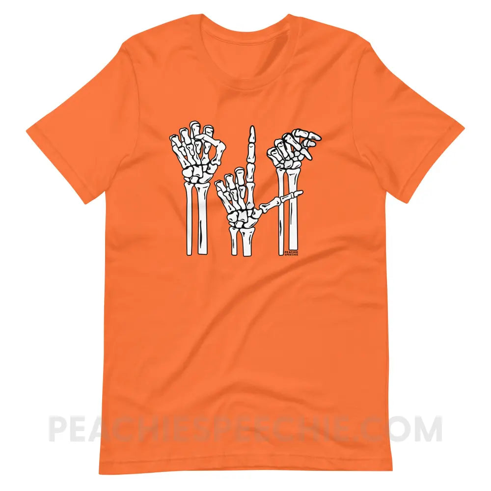 Skeleton SLP Premium Soft Tee - Orange / S - T-Shirts & Tops peachiespeechie.com