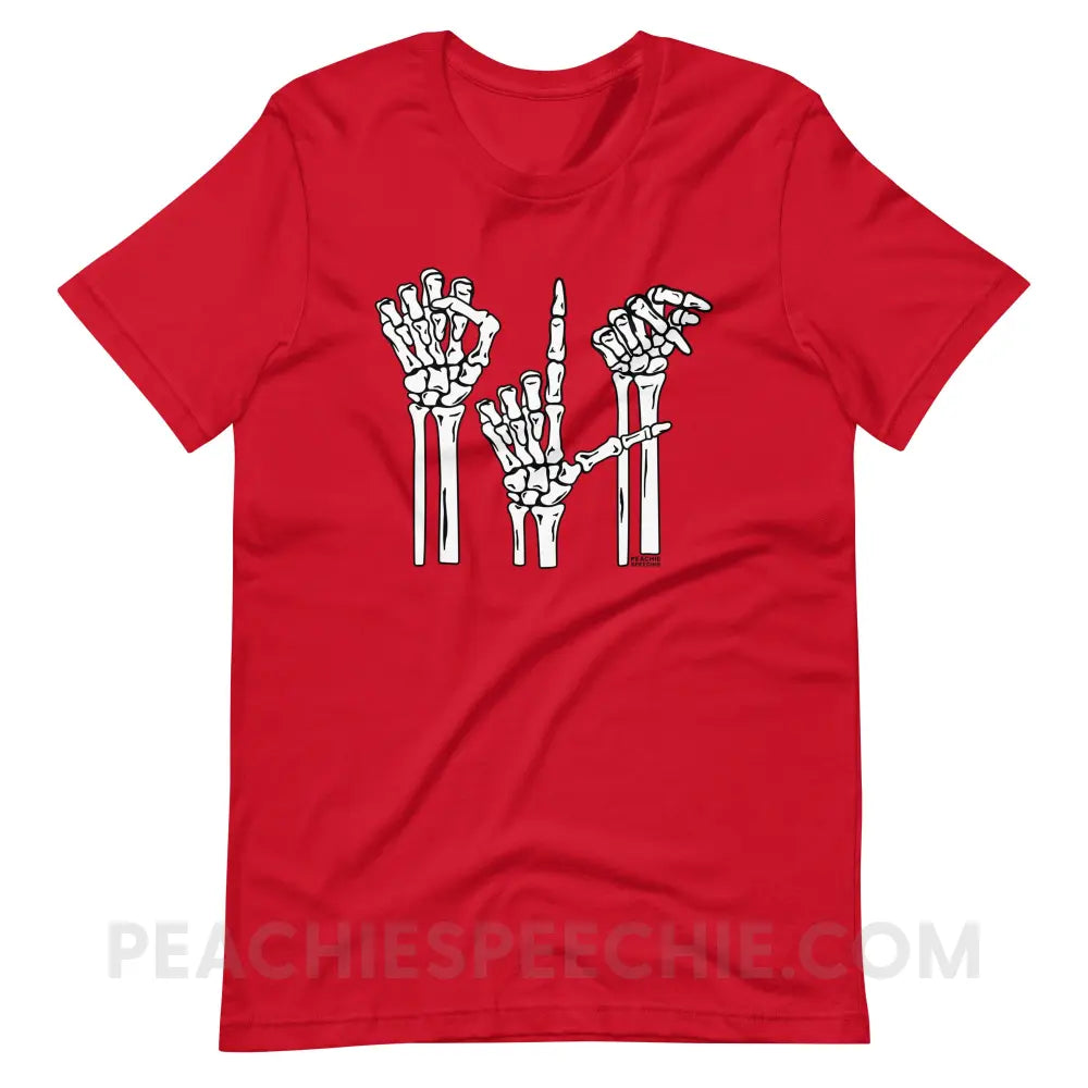 Skeleton SLP Premium Soft Tee - Red / S - T-Shirts & Tops peachiespeechie.com