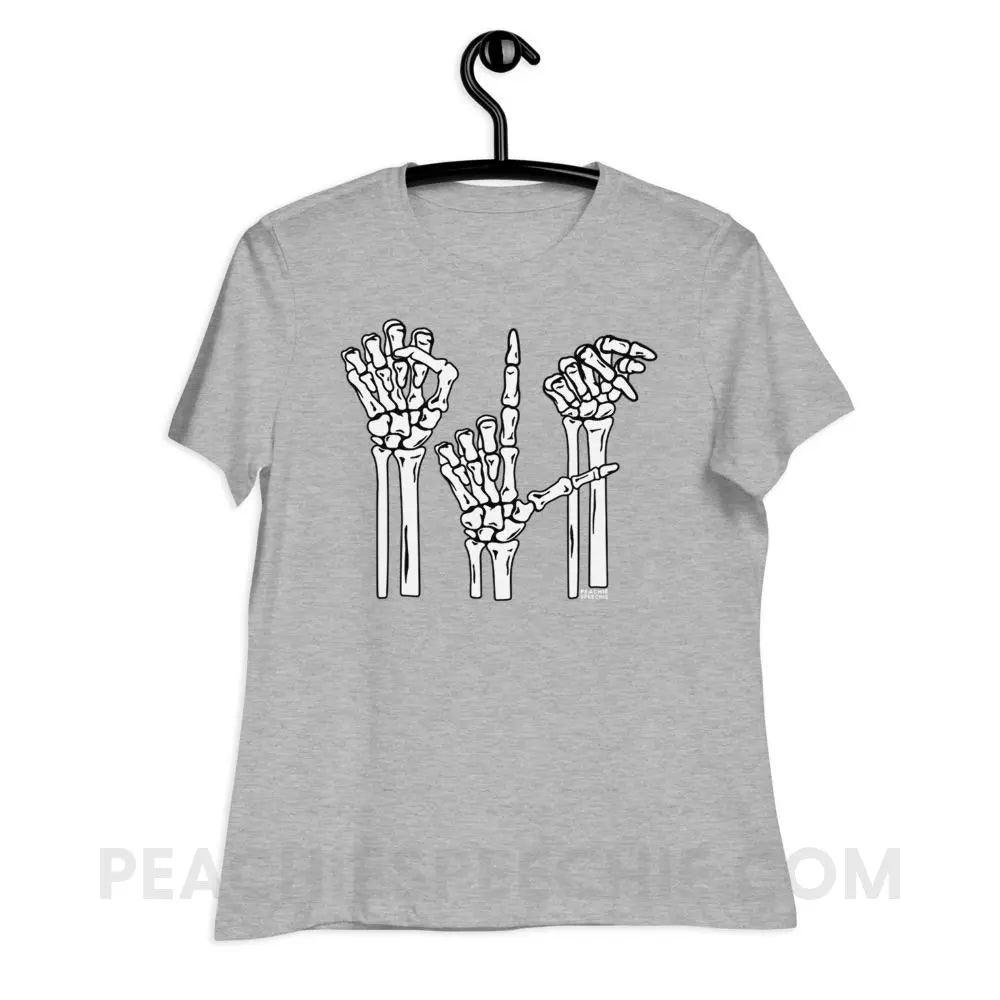 Skeleton SLP Women’s Relaxed Tee - Athletic Heather / S T - Shirts & Tops peachiespeechie.com