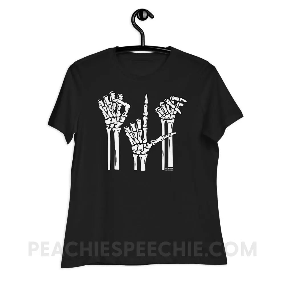 Skeleton SLP Women’s Relaxed Tee - Black / S T - Shirts & Tops peachiespeechie.com