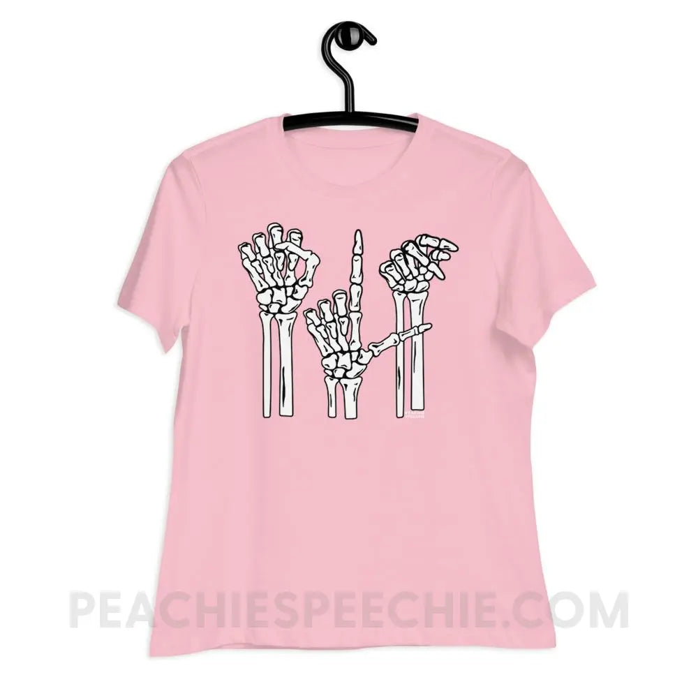 Skeleton SLP Women’s Relaxed Tee - Pink / S T - Shirts & Tops peachiespeechie.com