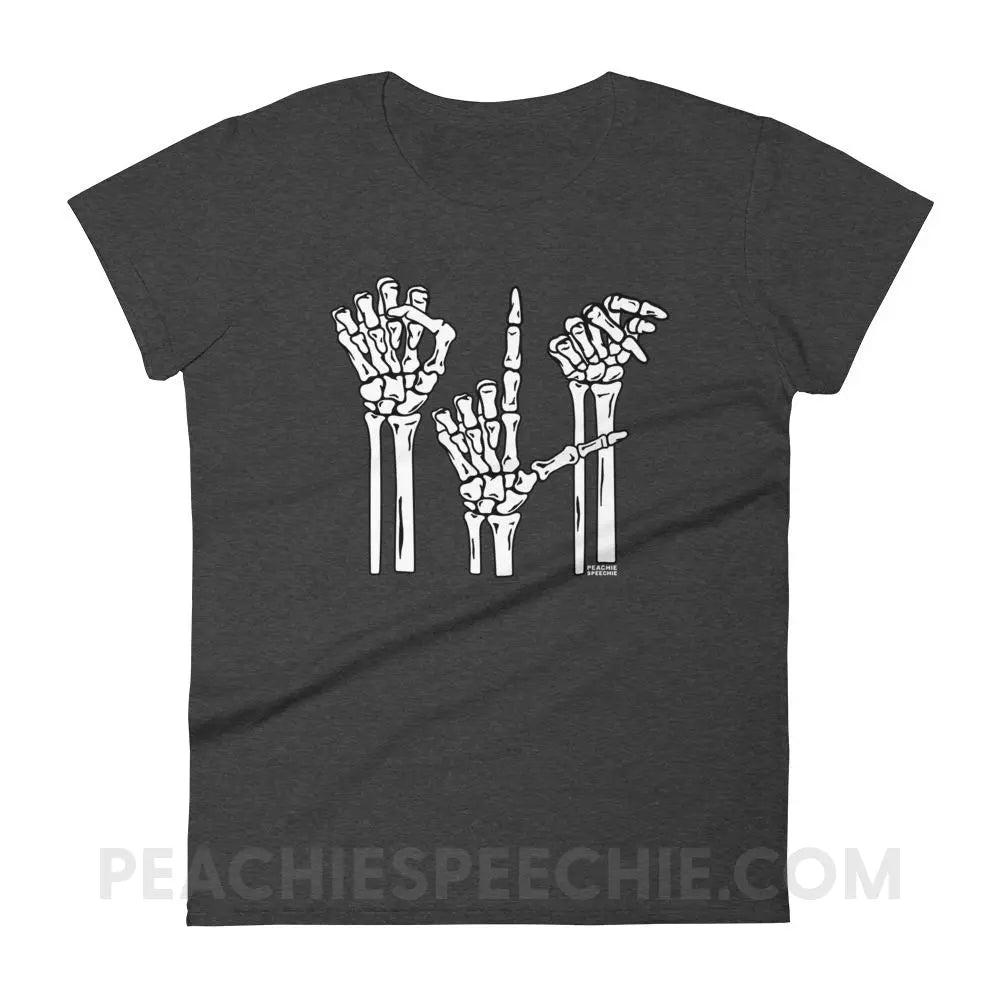 Skeleton SLP Women’s Trendy Tee - Heather Dark Grey / S T-Shirts & Tops peachiespeechie.com
