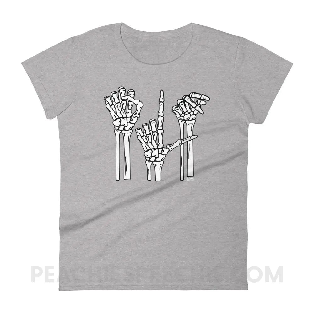 Skeleton SLP Women’s Trendy Tee - Heather Grey / S T-Shirts & Tops peachiespeechie.com