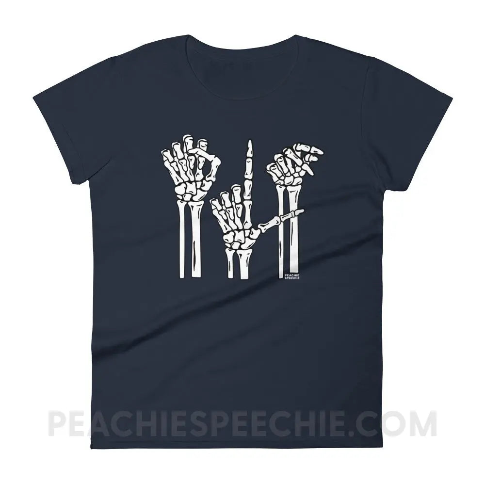 Skeleton SLP Women’s Trendy Tee - Navy / S T-Shirts & Tops peachiespeechie.com