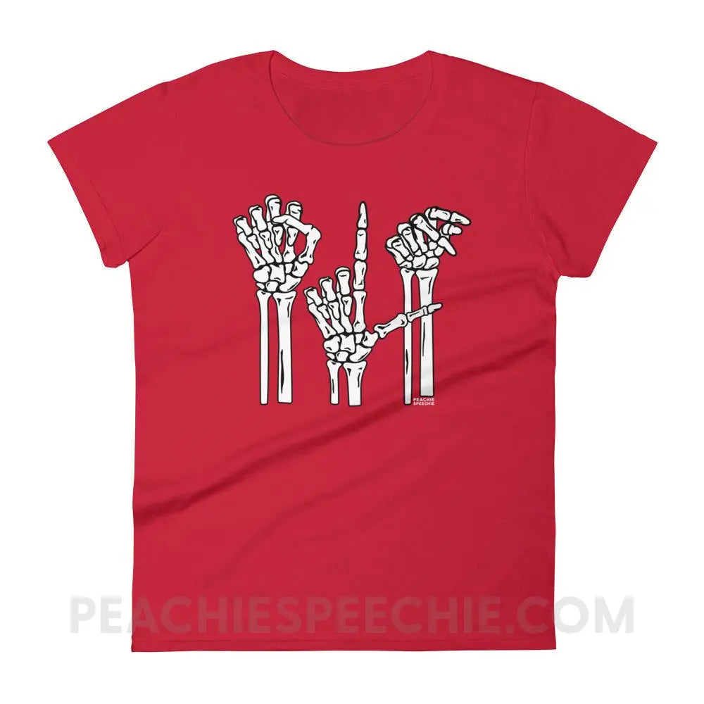 Skeleton SLP Women’s Trendy Tee - Red / S T-Shirts & Tops peachiespeechie.com