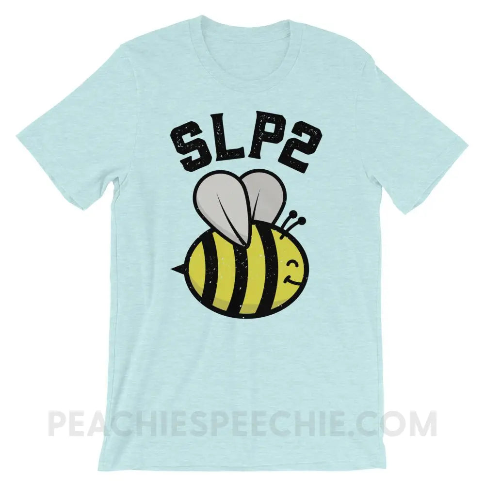 SLP 2 Bee Premium Soft Tee - Heather Prism Ice Blue / XS - T-Shirts & Tops peachiespeechie.com